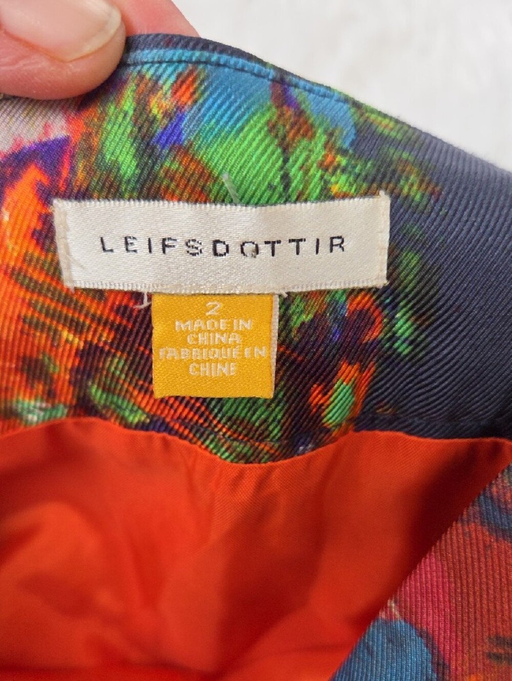 leifsdottir Black Mini Skirt with Bright Orange, Blue, Purple & Green 100% Silk - Picture 4 of 9